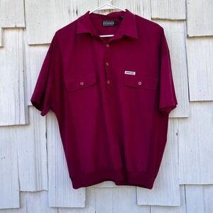 Vintage Members Only Mens Polo Shirt Burgundy Short Sleeve Collared Size L